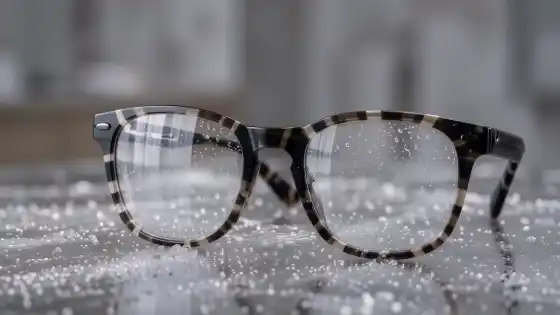 Brille mit beschlagenen, vernebelten Gläsern