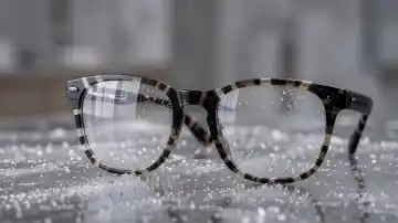 Brille mit beschlagenen, vernebelten Gläsern
