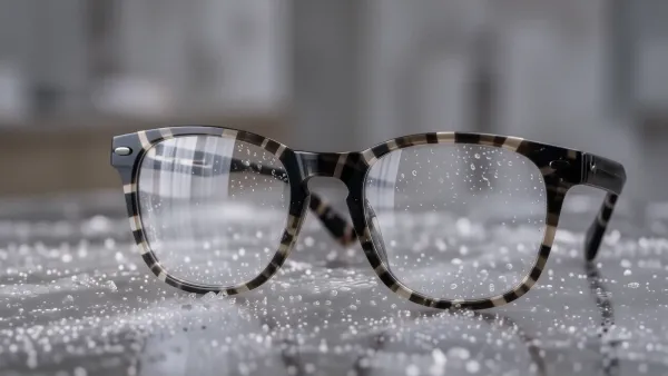 Brille mit beschlagenen, vernebelten Gläsern