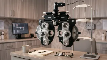 Phoropter im Refraktionsraum für den Sehtest